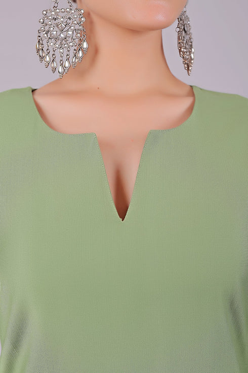 Veshbhoshaa Bluesaanchi Women'S Light Green Kurti Pajama Set